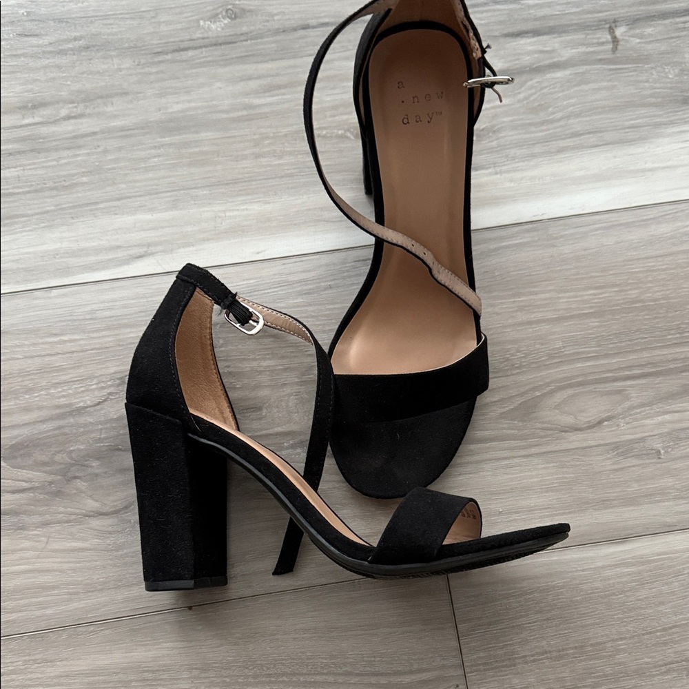 A New Day Black Suede Block Heels